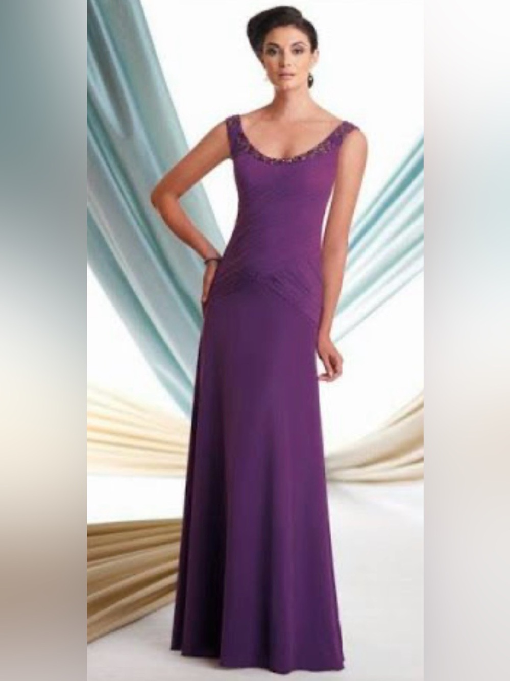 NWT Elegant Purple Scoop Neck Evening Dress